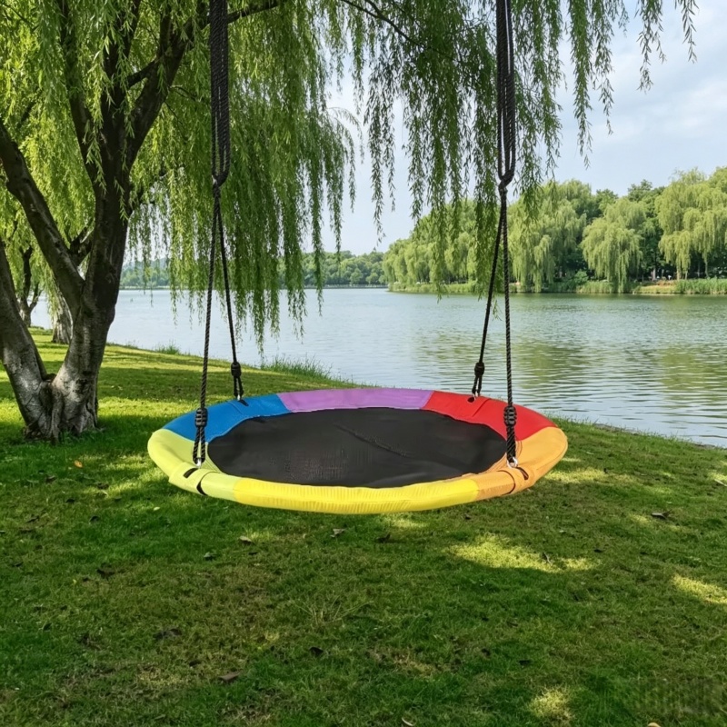 Kids Outdoor Play Area - Circular Oxford Net Canvas Kids Hammock