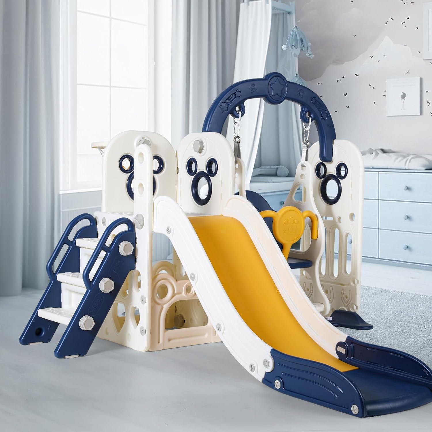 Kids Outdoor Swing And Slide - Swing Slide for Kids, 6 in