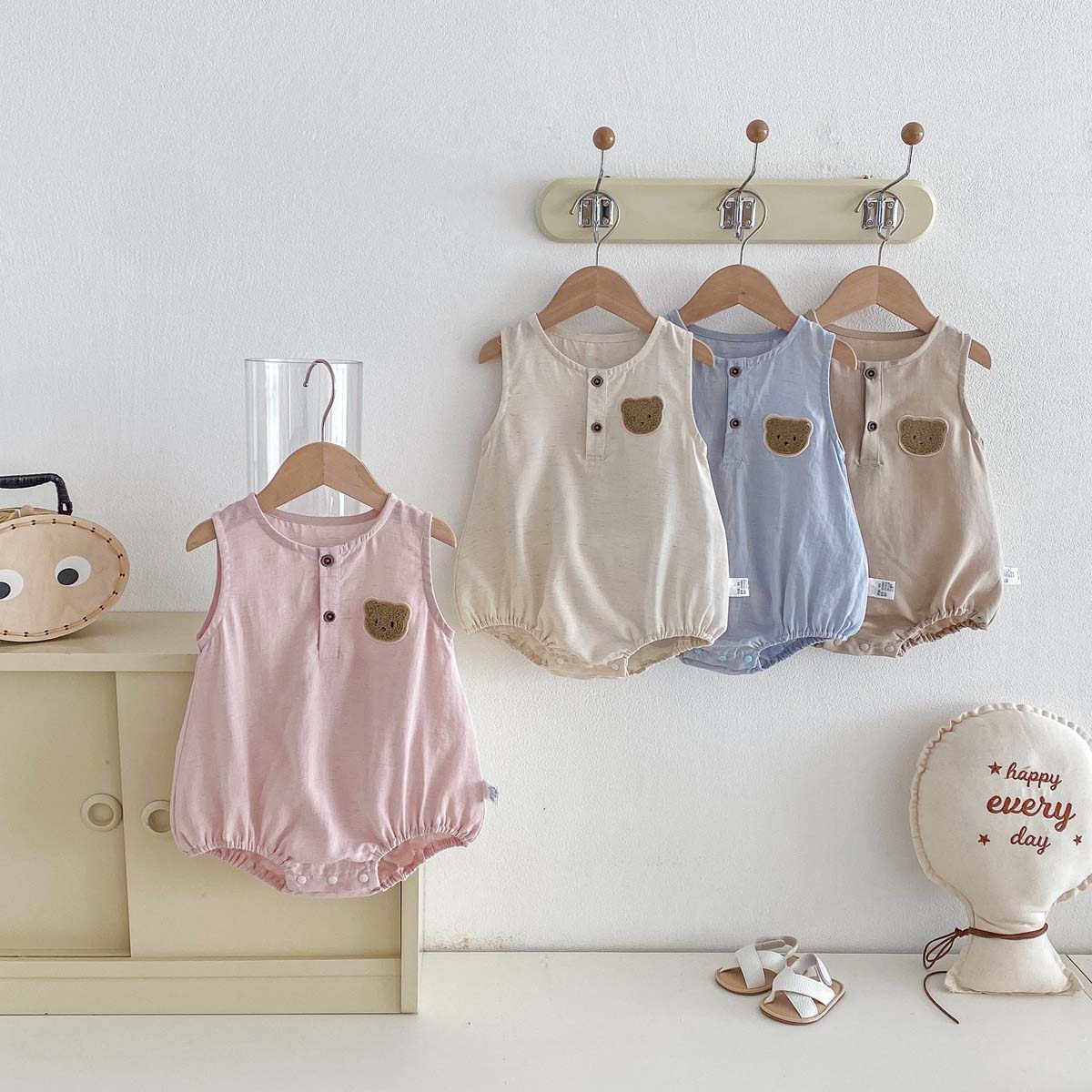 Kids Outdoor Jumpsuit - Baby Summer Bear Thin Sleeveless Jumpsuit,