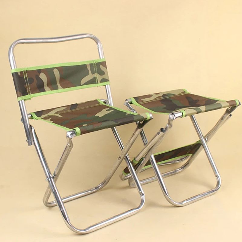 Kids Outdoor Seating - Camouflage Folding Stool with Backrest 46x29x29cm