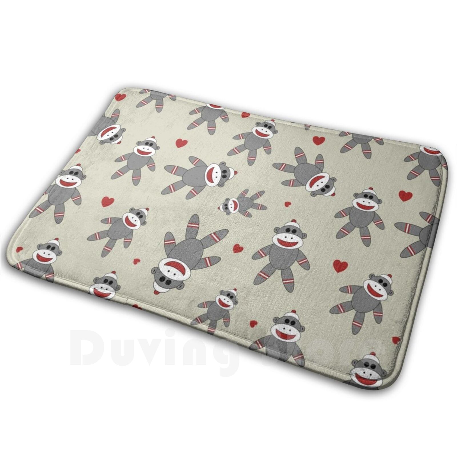 Kids Outdoor Floor Cushions - Cute Sock Monkey Carpet Mat Rug