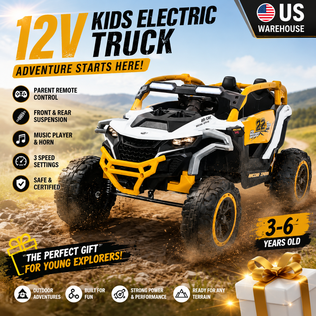 Kids Outdoor Ride On - 12V Kids Electric Truck Ride on