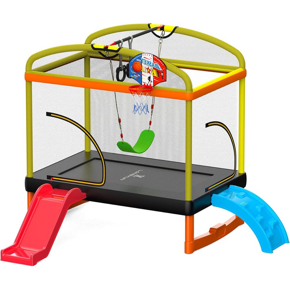 Kids Outdoor Swing And Slide - Outdoor Swing Basketball Climbing Slide Trampoline