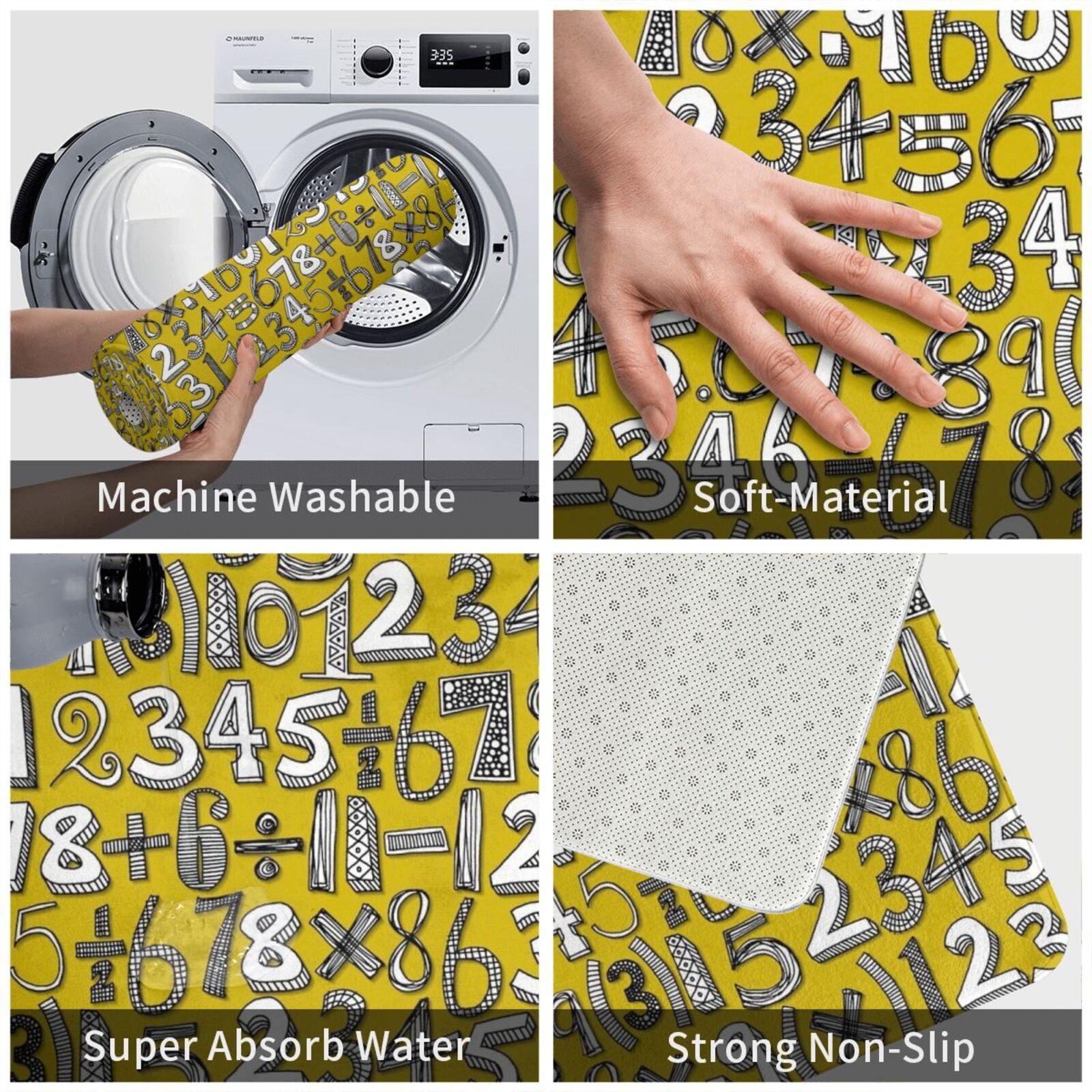 Math Doodle Yellow Carpet Mat  - Kids Outdoor Floor Cushions reseña y precio