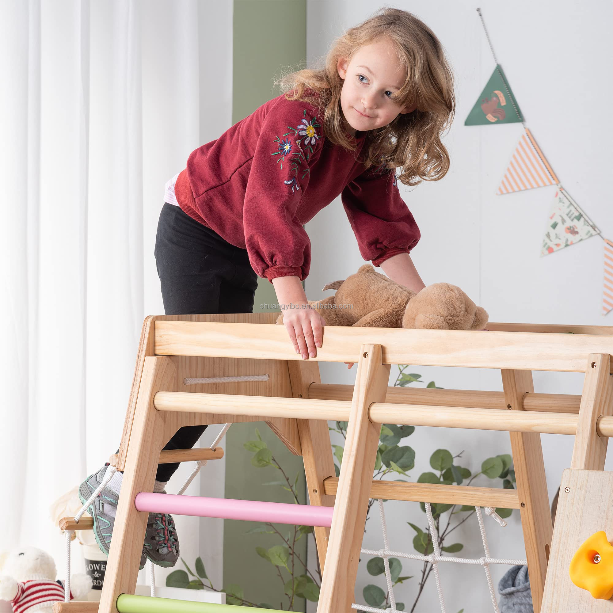 Climbing Walls Amusement Park  - Kids Outdoor Swing And Slide reseña y precio