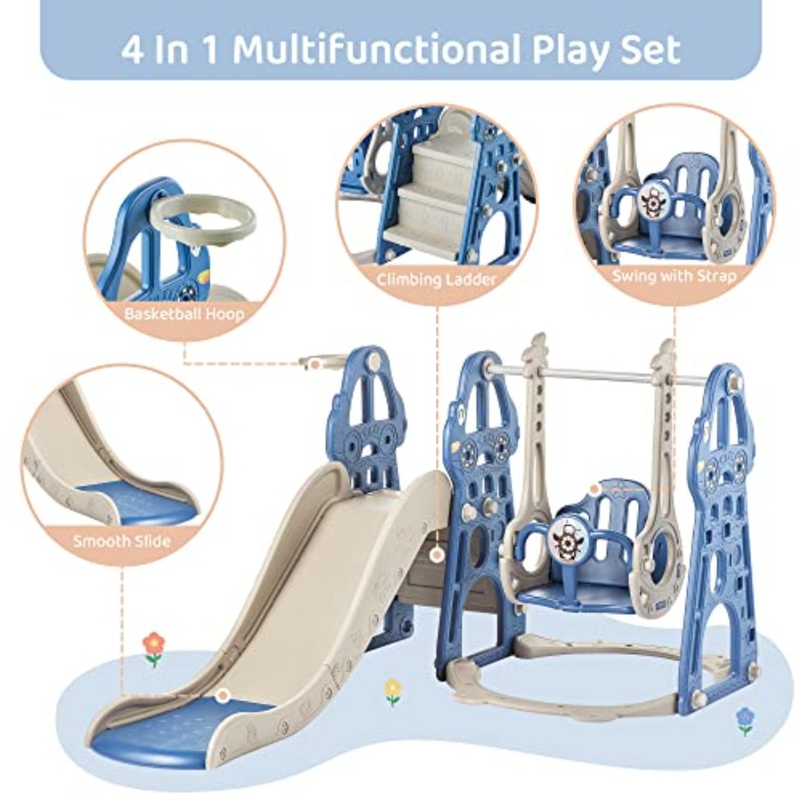 4 in 1 Toddler Slide and Swing - Kids Outdoor Swing And Slide reseña y precio
