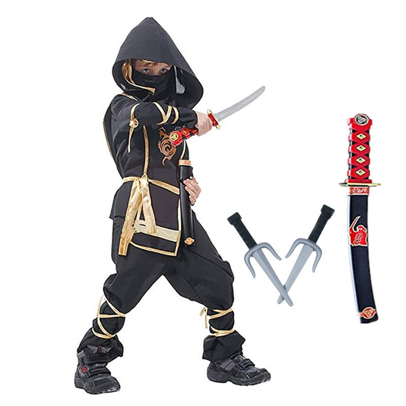 Black Ninja Costume Boy Hallow - Kids Outdoor Ninja Warrior Course reseña y precio