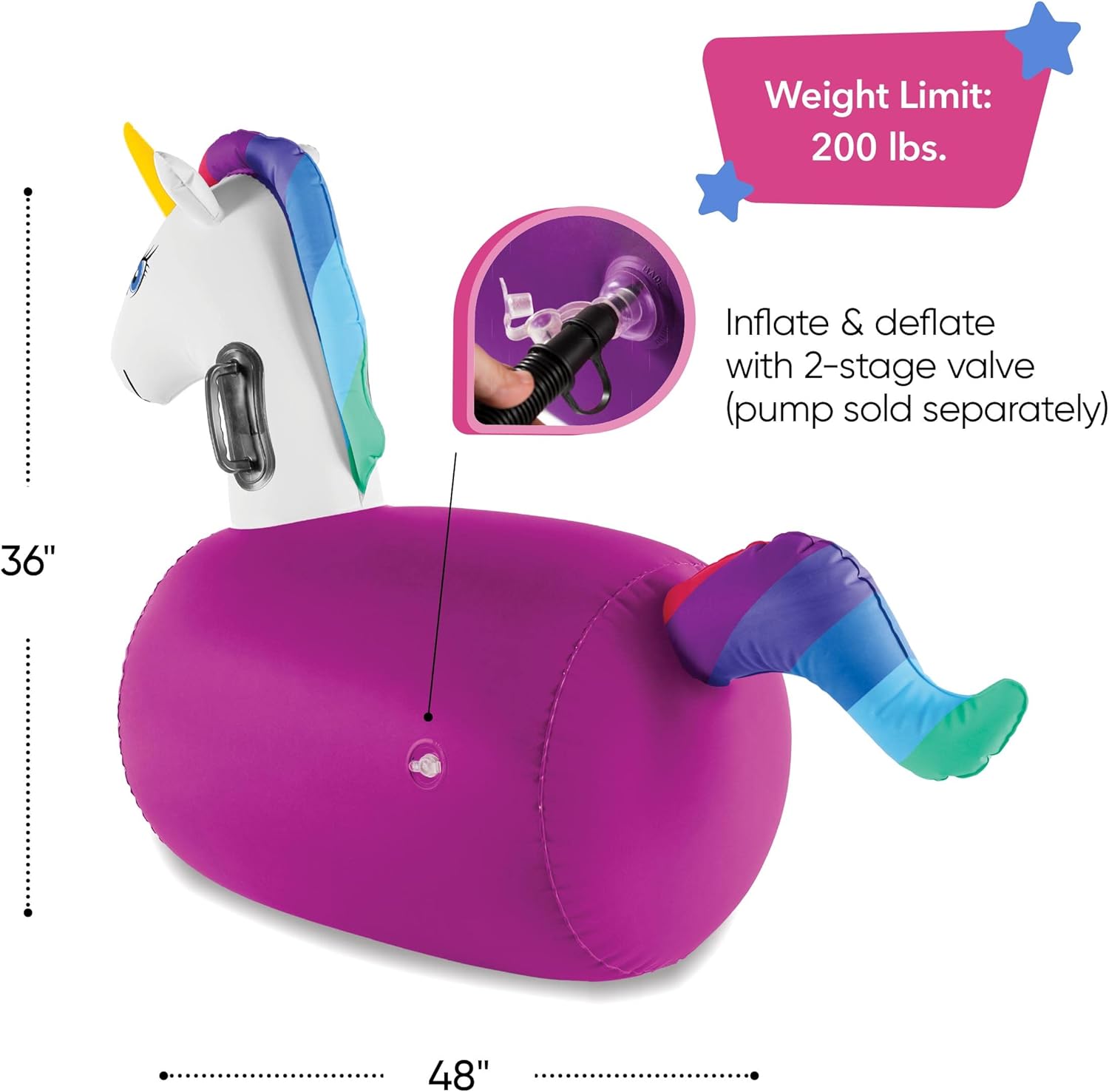Inflatable Unicorn Ride-On Bou - Kids Outdoor Ride On reseña y precio