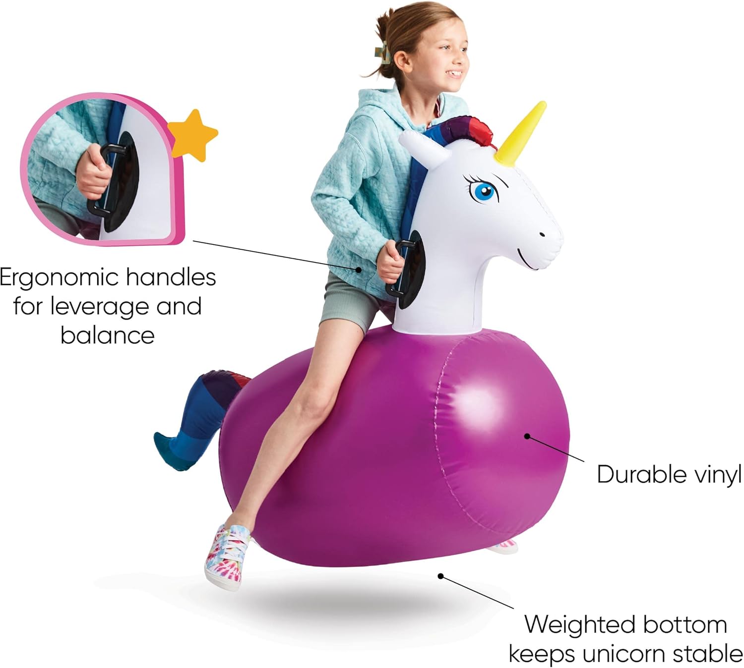 Inflatable Unicorn Ride-On Bou - Kids Outdoor Ride On reseña y precio