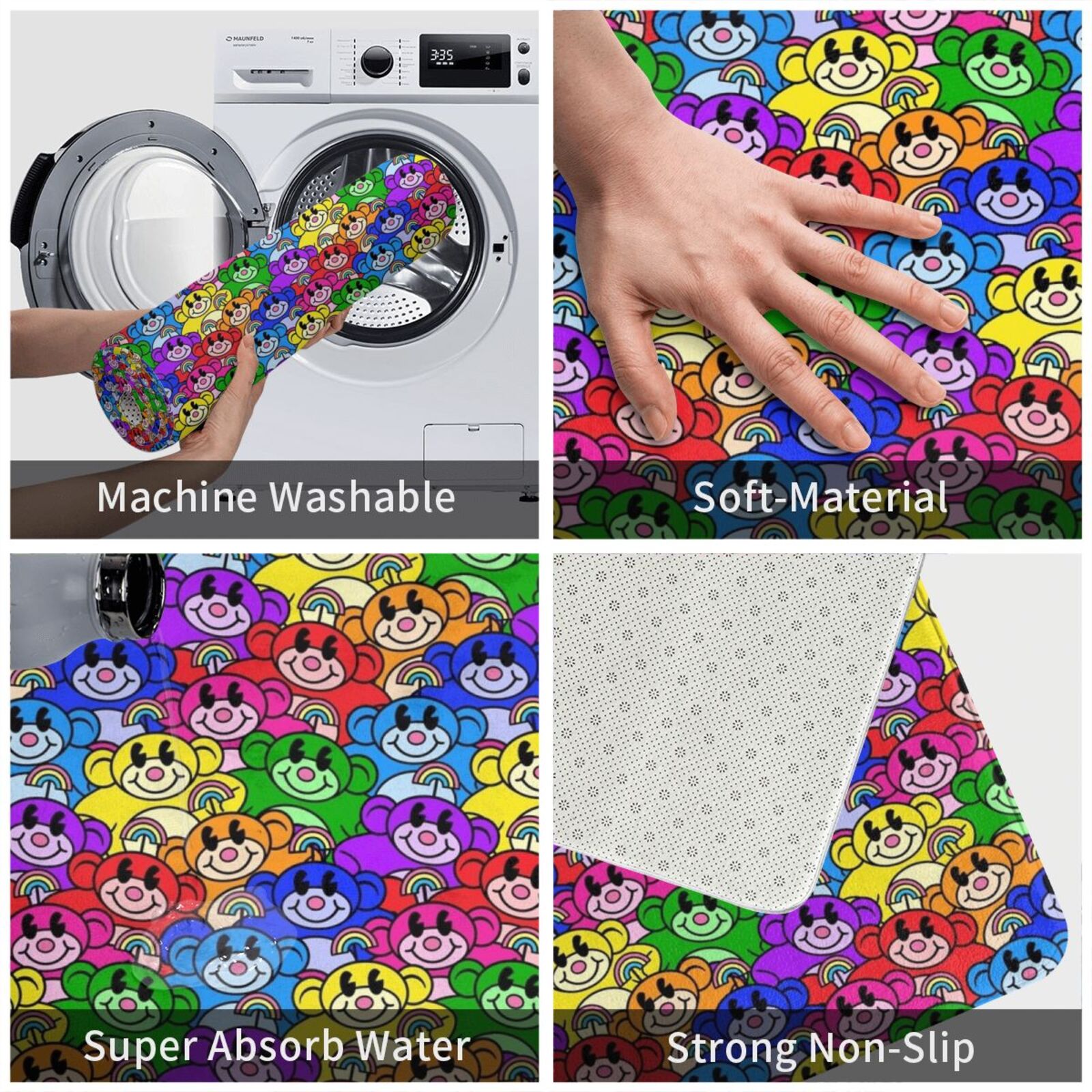 Rainbow Monkeys Carpet Mat Rug - Kids Outdoor Floor Cushions reseña y precio