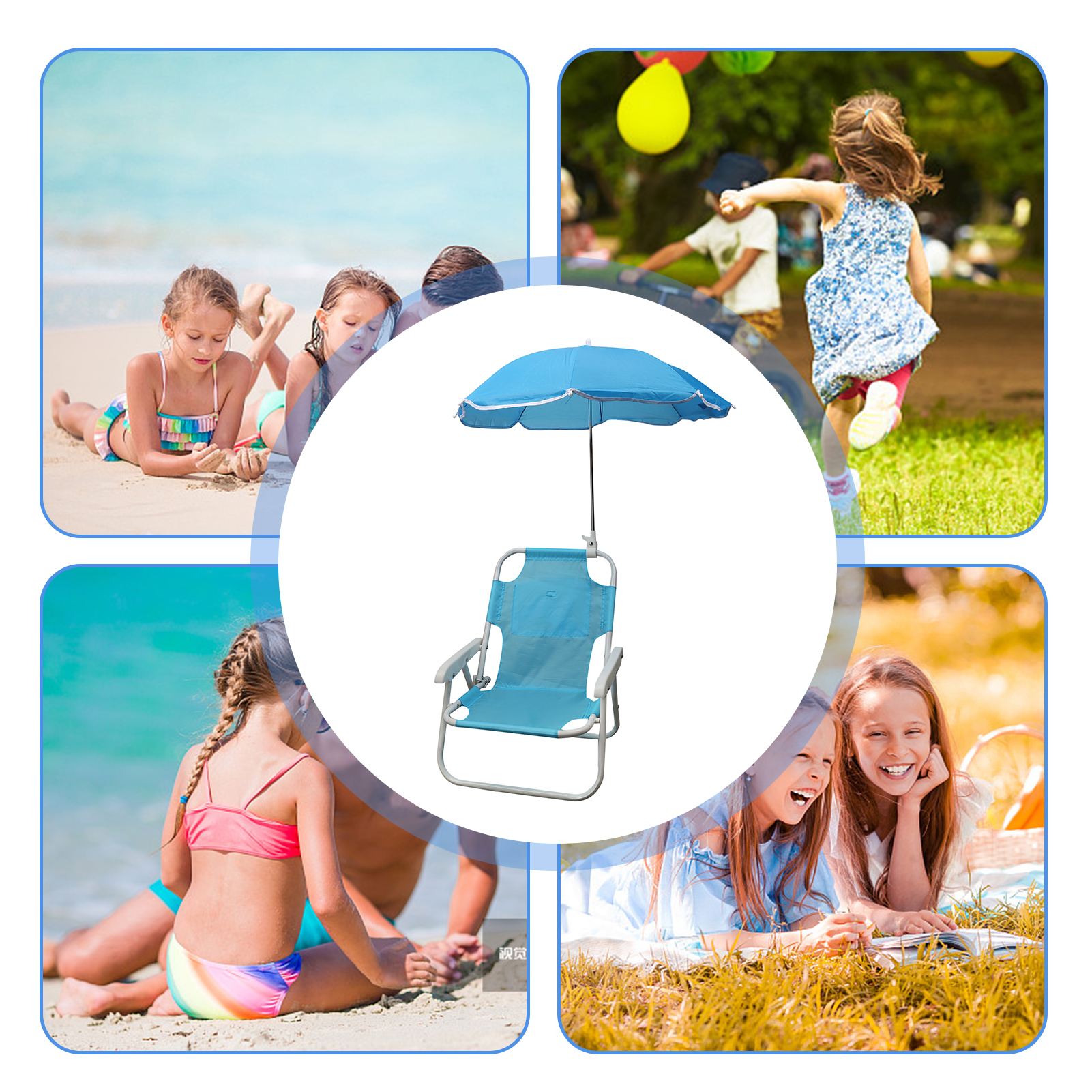 Beach Chairs and Umbrellas Out - Kids Outdoor Seating reseña y precio