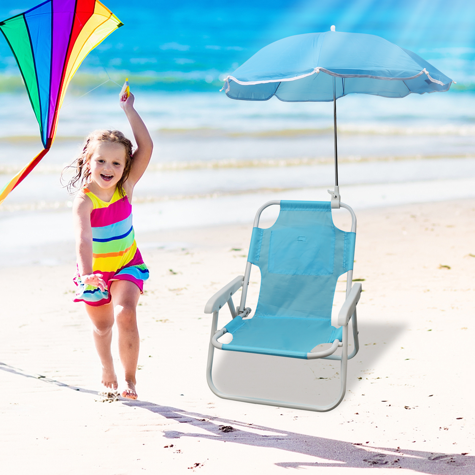 Beach Chairs and Umbrellas Out - Kids Outdoor Seating reseña y precio