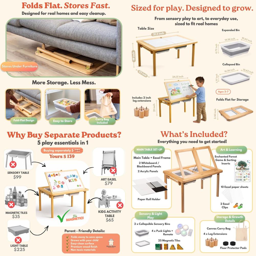 Sensory Table and Art Easel fo - Kids Outdoor Easel reseña y precio