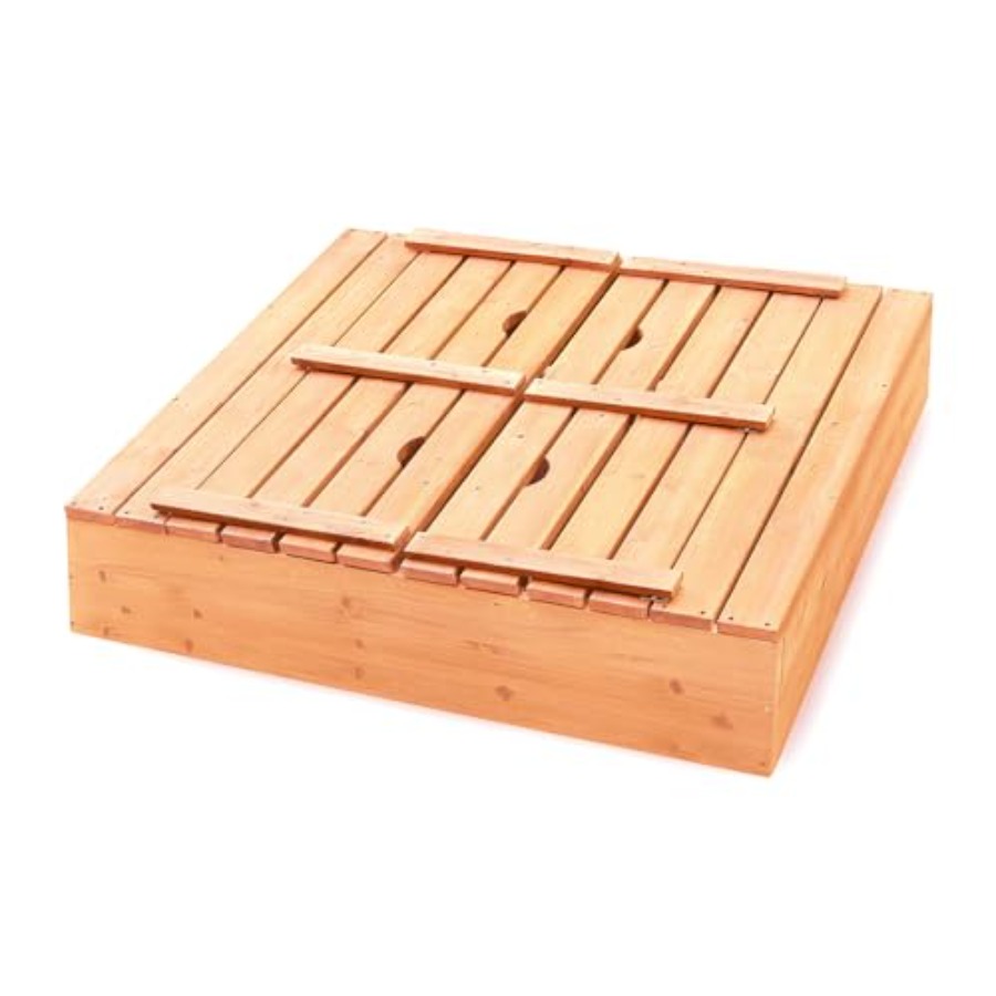 Outdoor wooden sandbox with li - Kids Outdoor Seating reseña y precio