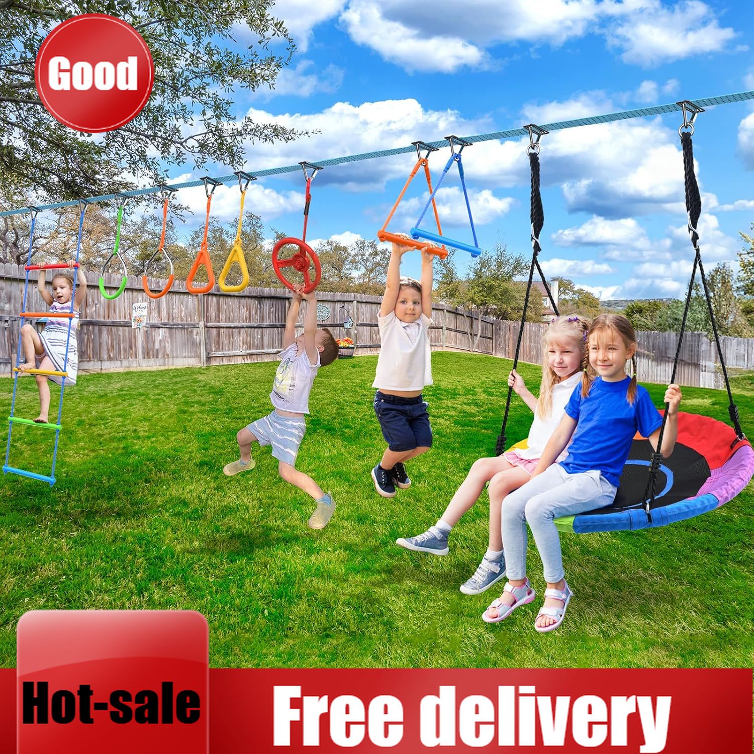Activity priceHapfan 50 FT Nin - Kids Outdoor Ninja Warrior Course reseña y precio