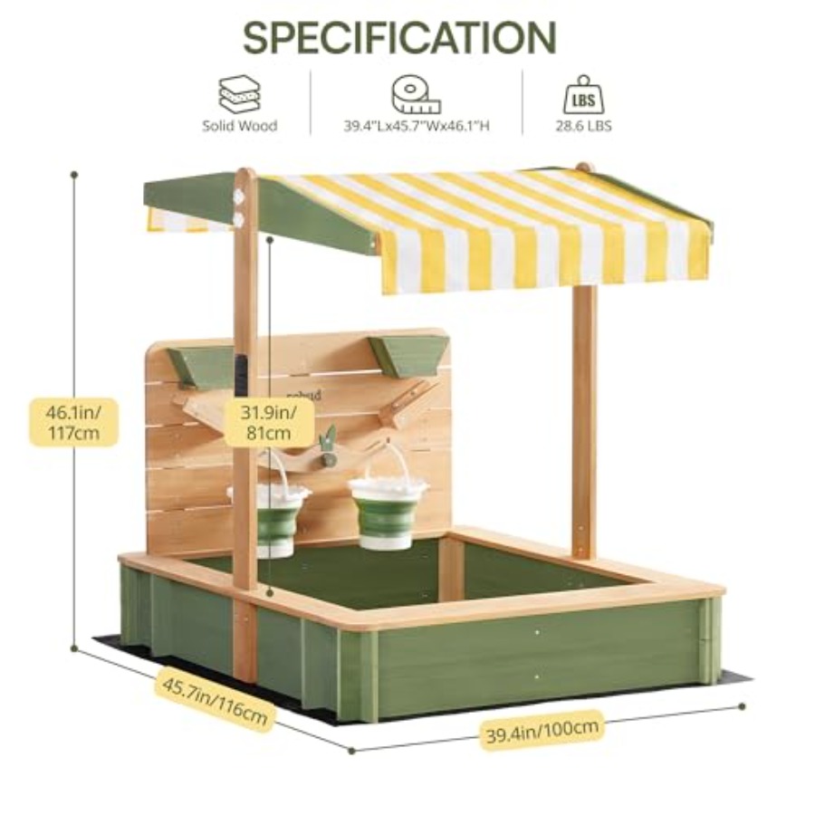 Outdoor sandbox for kids: wood - Kids Outdoor Seating reseña y precio