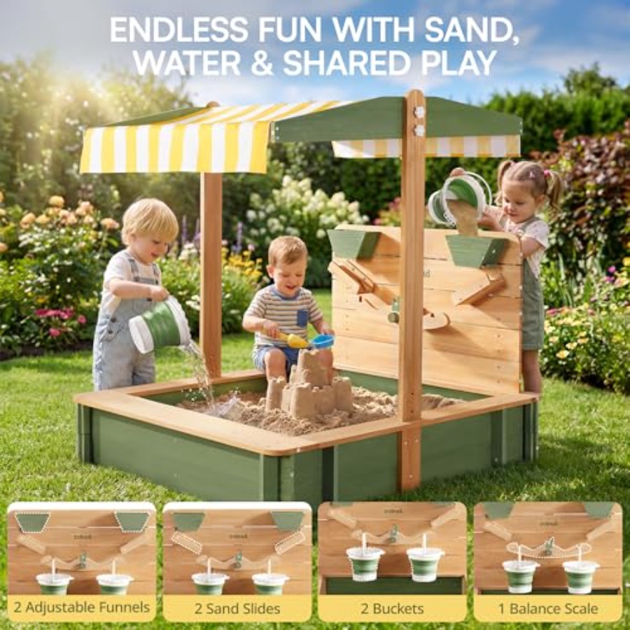 Outdoor sandbox for kids: wood - Kids Outdoor Seating reseña y precio