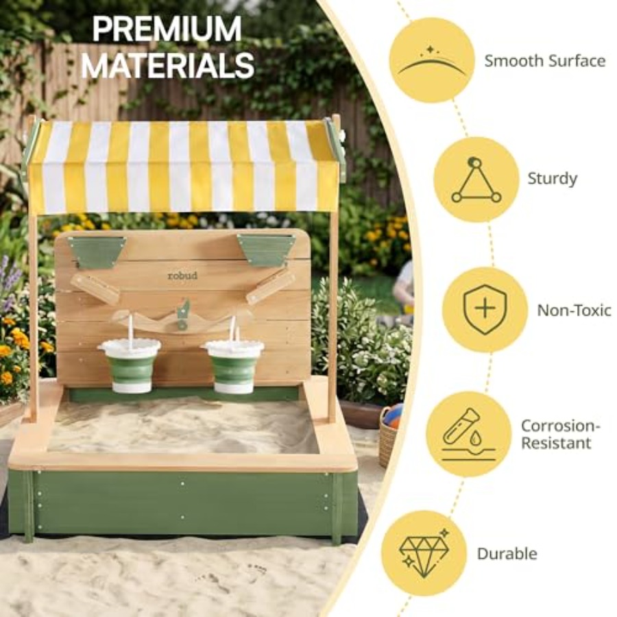 Outdoor sandbox for kids: wood - Kids Outdoor Seating reseña y precio