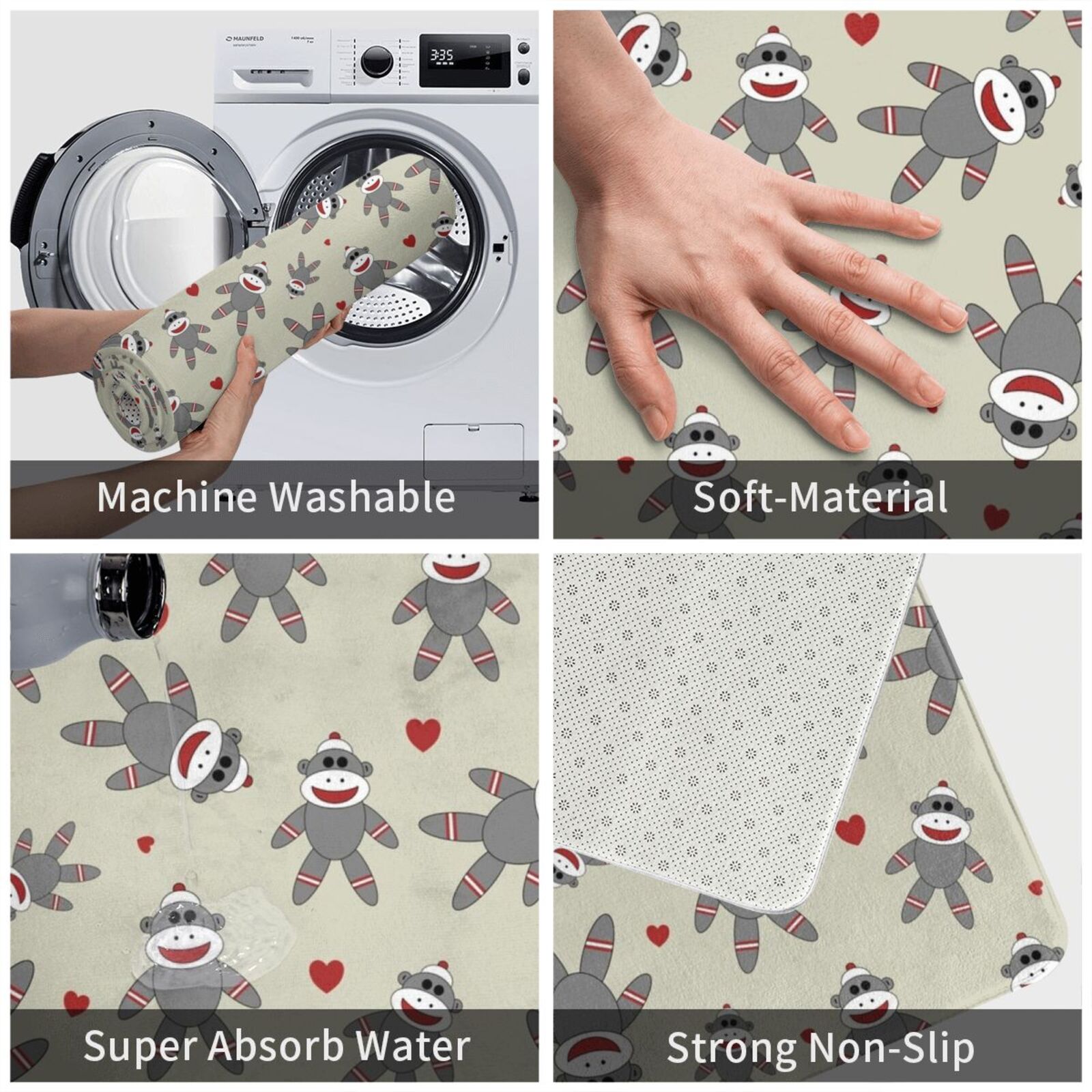 Cute Sock Monkey Carpet Mat Ru - Kids Outdoor Floor Cushions reseña y precio