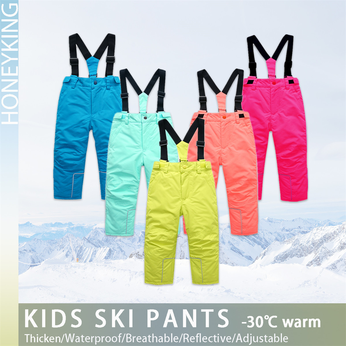 HONEYKING Kids Ski Pants Winte - Kids Outdoor Jumpsuit reseña y precio