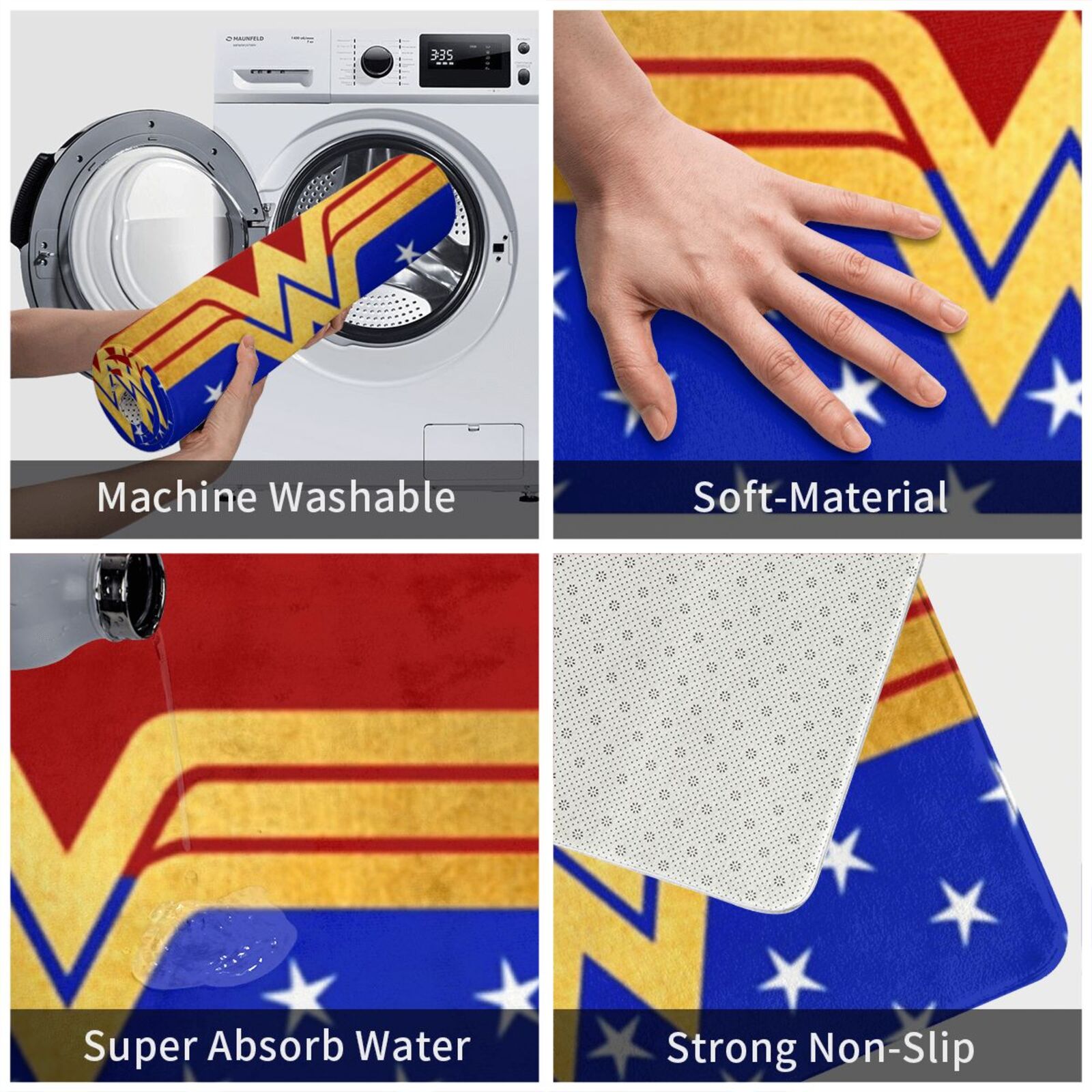 Golden Retro Wonder Womn Comic - Kids Outdoor Floor Cushions reseña y precio