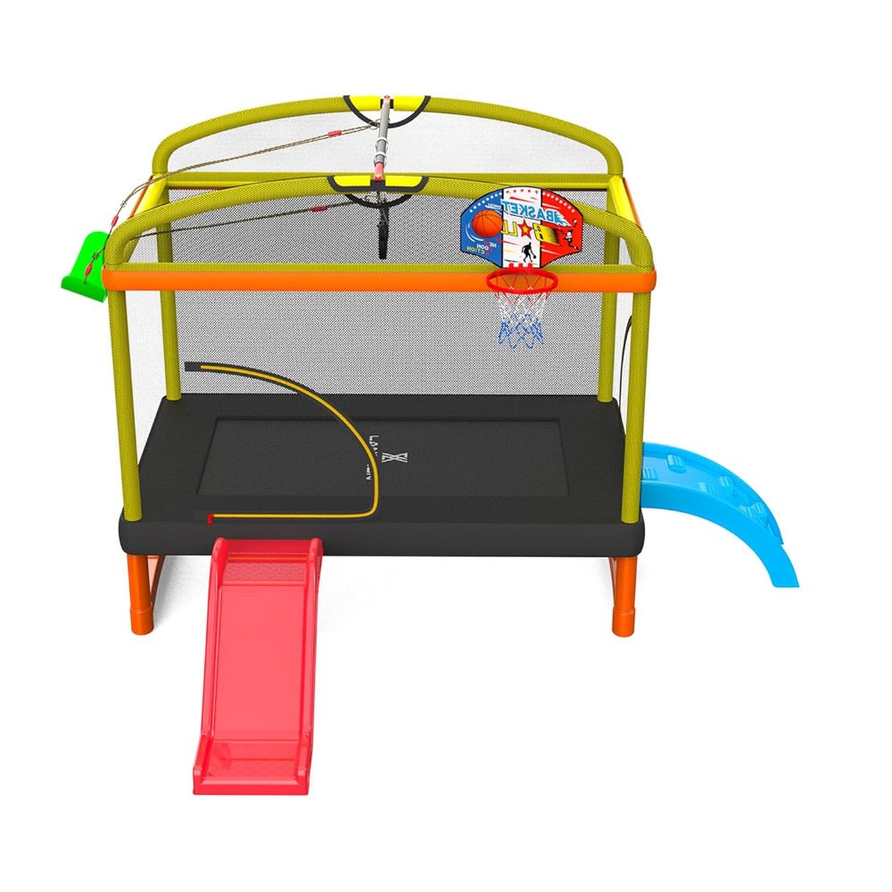 6.5Ft 7-in-1 Rectangle Trampol - Kids Outdoor Swing And Slide reseña y precio