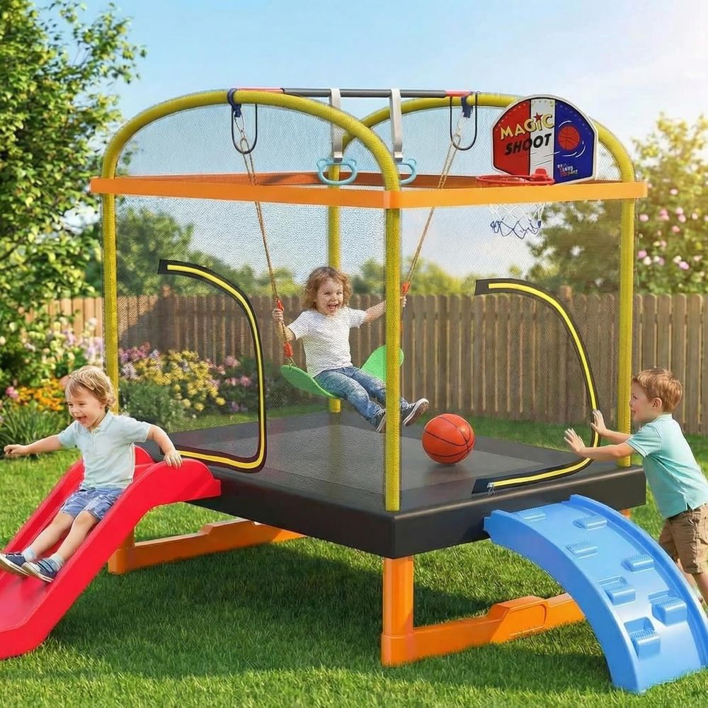 Outdoor Swing Basketball Climb - Kids Outdoor Swing And Slide reseña y precio