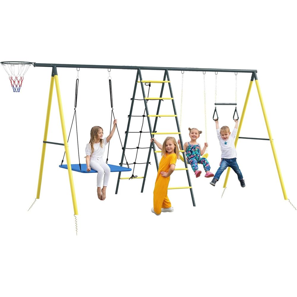 5-in-1 Heavy-Duty Outdoor Play - Kids Outdoor Swing And Slide reseña y precio