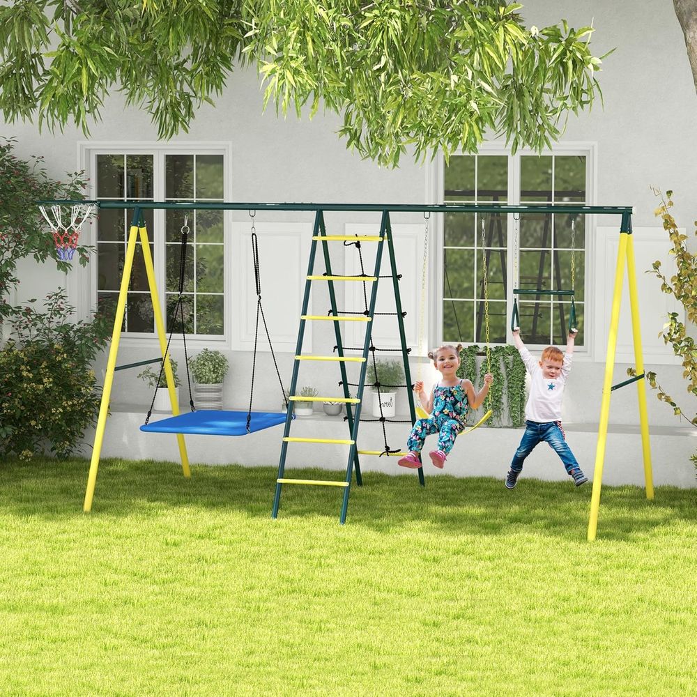 5-in-1 Heavy-Duty Outdoor Play - Kids Outdoor Swing And Slide reseña y precio